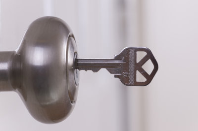 house key and door knob